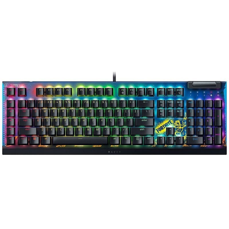 Razer BlackWidow V4 X Fortnite Edition Teclado Mecânico para Jogos Chroma RGB Interruptor Amarelo Teclado Inglês