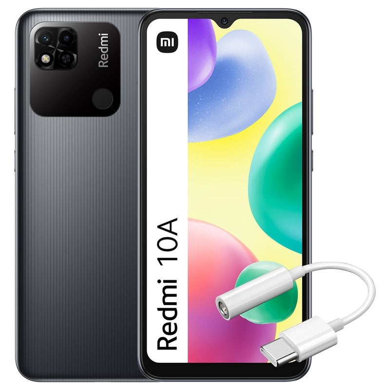 Xiaomi Redmi 10A 4GB/128GB/6.53" Cinzento + Cabo USB-C a Jack