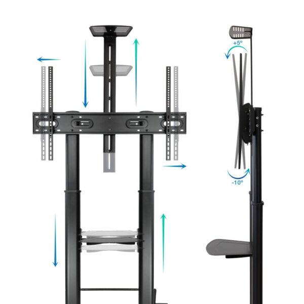 TooQ Ares Suporte de Chão com Rodas com Regulação de Altura para Ecrãs 60"-100"