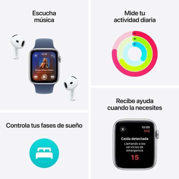Apple Watch SE 2024 GPS 44mm Alumínio Meia-Noite com Braceletes Desportivas Meia-Noite S/M