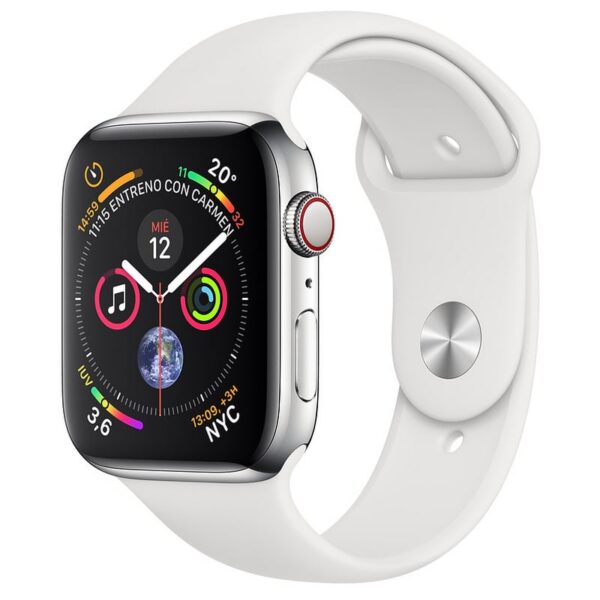Apple Watch Series 4 GPS + Cellular 40mm Aço Inoxidável Prateado com Bracelete Desportiva Branca