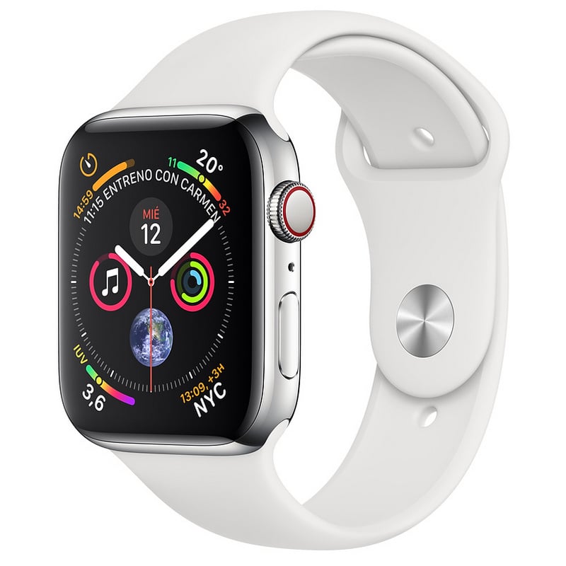 Apple Watch Series 4 GPS + Cellular 40mm Aço Inoxidável Prateado com Bracelete Desportiva Branca