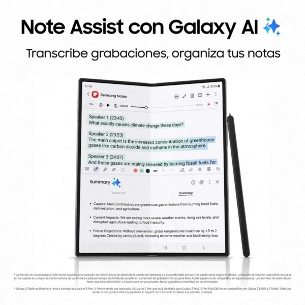 Samsung Galaxy Z Fold6 12GB/256GB 7.6''/6.3'' Smartphone Dobrável com IA Rosa