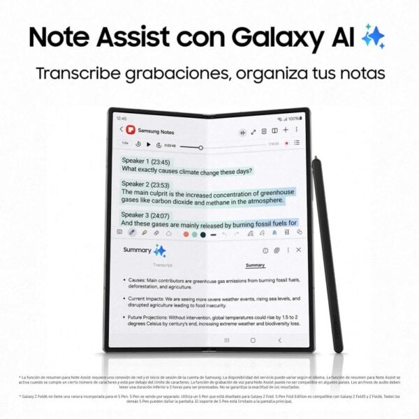 Samsung Galaxy Z Fold6 12GB/256GB 7.6''/6.3'' Smartphone Dobrável com IA Cinzento