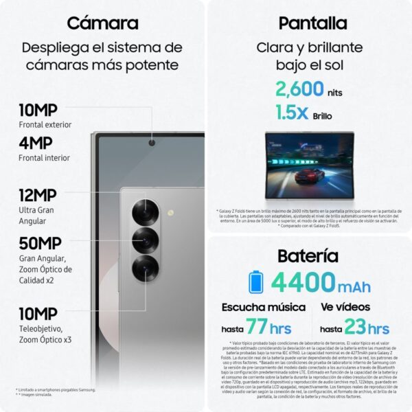 Samsung Galaxy Z Fold6 12GB/256GB 7.6''/6.3'' Smartphone Dobrável com IA Rosa