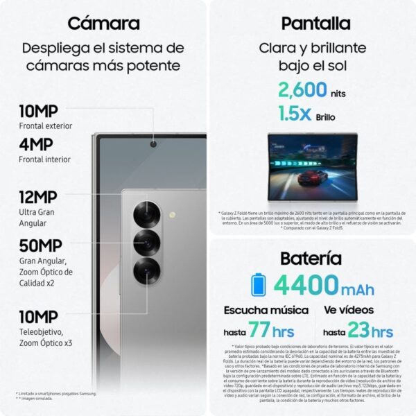 Samsung Galaxy Z Fold6 12GB/256GB 7.6''/6.3'' Smartphone Dobrável com IA Cinzento