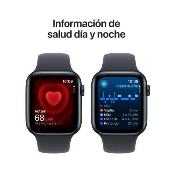 Apple Watch SE 2024 GPS 44mm Alumínio Meia-Noite com Braceletes Desportivas Meia-Noite S/M