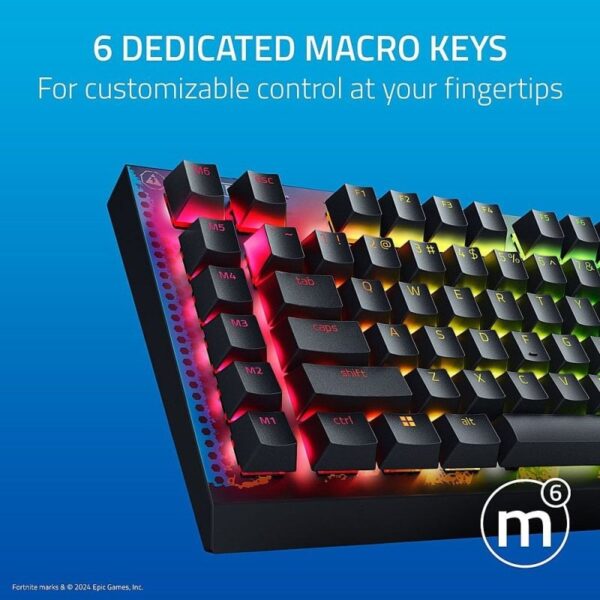 Razer BlackWidow V4 X Fortnite Edition Teclado Mecânico para Jogos Chroma RGB Interruptor Amarelo Teclado Inglês