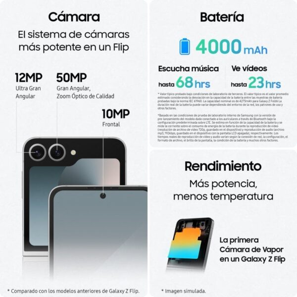 Samsung Galaxy Z Flip6 12GB/256GB 6.7''/3.4'' Smartphone Dobrável com IA Cinzento