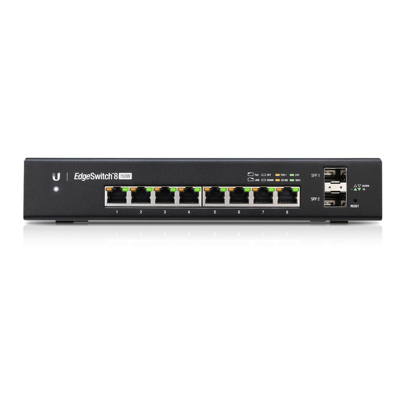 Ubiquiti EdgeSwitch 8 150W Switch Administrado 8 Portas Gigabit PoE + 2 SFP