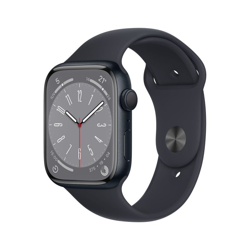 Apple Watch Series 8 GPS 45mm Caixa de Alumínio com Bracelete Desportiva Meia Noite