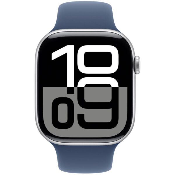 Apple Watch Series 10 GPS + Cellular 46mm Alumínio Prateado com Bracelete Desportiva Azul Denim M/L