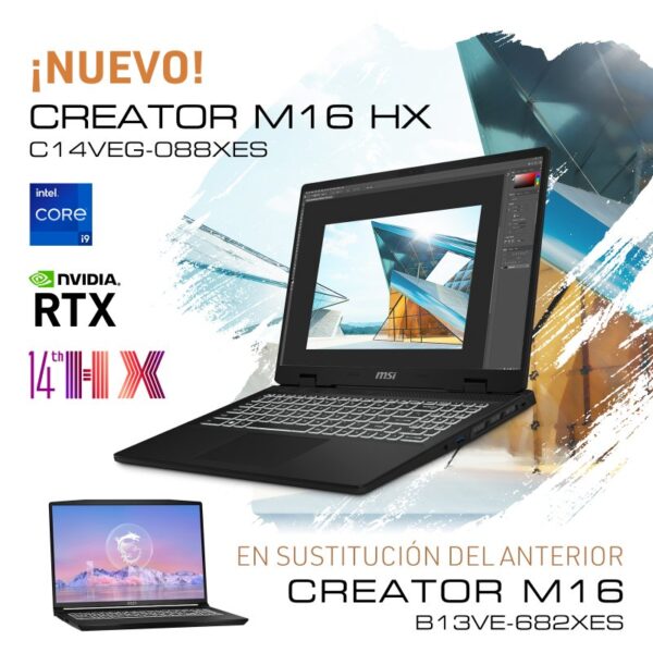 MSI Creator M16 HX C14VEG-088XES Intel Core i7-14700HX/32GB/1TB SSD/RTX 4050/16"