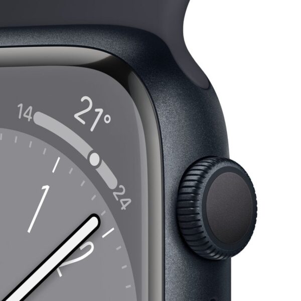 Apple Watch Series 8 GPS 45mm Caixa de Alumínio com Bracelete Desportiva Meia Noite