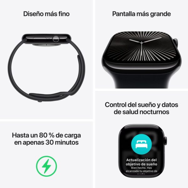 Apple Watch Series 10 GPS + Cellular 46mm Alumínio Prateado com Bracelete Desportiva Azul Denim M/L