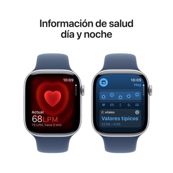 Apple Watch Series 10 GPS + Cellular 46mm Alumínio Prateado com Bracelete Desportiva Azul Denim M/L
